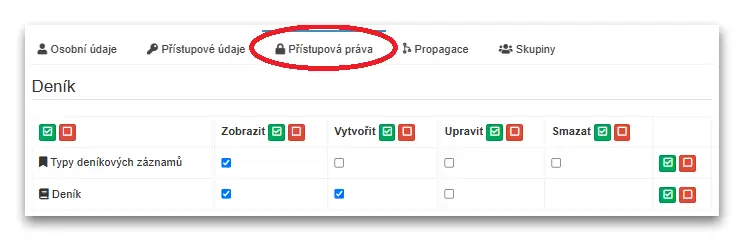 DIARIO 3 Uzivatel prava