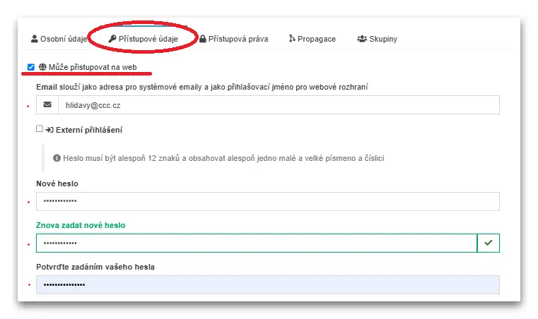 DIARIO 2 Uzivatel pristup na web
